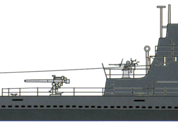 Подводная лодка USS SS-238 Wahoo 1942 [Submarine] - чертежи, габариты, рисунки